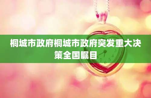 桐城市政府桐城市政府突发重大决策全国瞩目