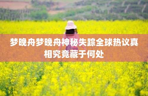 梦晚舟梦晚舟神秘失踪全球热议真相究竟藏于何处