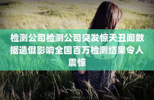 检测公司检测公司突发惊天丑闻数据造假影响全国百万检测结果令人震惊