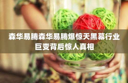 森华易腾森华易腾爆惊天黑幕行业巨变背后惊人真相