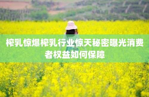 榨乳惊爆榨乳行业惊天秘密曝光消费者权益如何保障