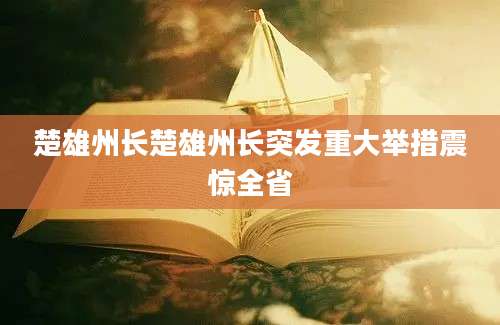 楚雄州长楚雄州长突发重大举措震惊全省