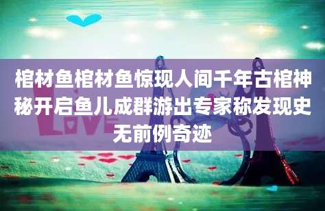 棺材鱼棺材鱼惊现人间千年古棺神秘开启鱼儿成群游出专家称发现史无前例奇迹