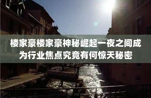 楼家豪楼家豪神秘崛起一夜之间成为行业焦点究竟有何惊天秘密