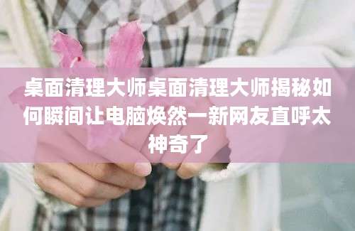 桌面清理大师桌面清理大师揭秘如何瞬间让电脑焕然一新网友直呼太神奇了