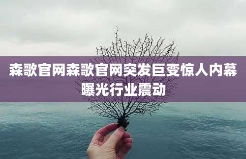 森歌官网森歌官网突发巨变惊人内幕曝光行业震动