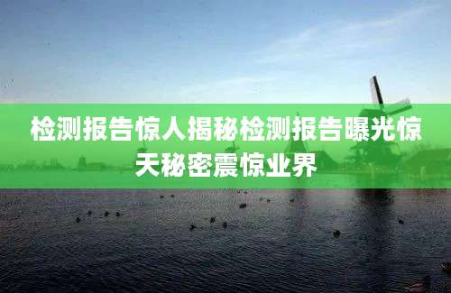 检测报告惊人揭秘检测报告曝光惊天秘密震惊业界