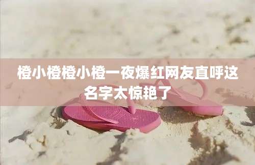 橙小橙橙小橙一夜爆红网友直呼这名字太惊艳了