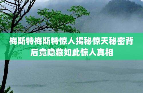 梅斯特梅斯特惊人揭秘惊天秘密背后竟隐藏如此惊人真相
