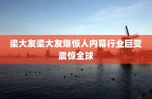 梁大友梁大友爆惊人内幕行业巨变震惊全球