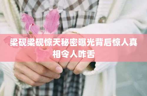 梁砚梁砚惊天秘密曝光背后惊人真相令人咋舌