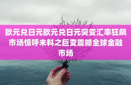欧元兑日元欧元兑日元突变汇率狂飙市场惊呼未料之巨变震撼全球金融市场