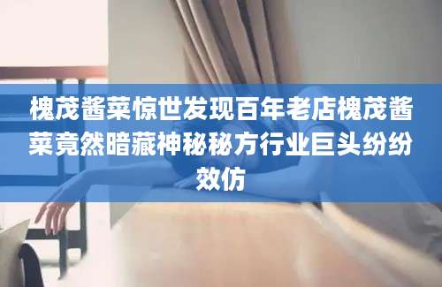 槐茂酱菜惊世发现百年老店槐茂酱菜竟然暗藏神秘秘方行业巨头纷纷效仿