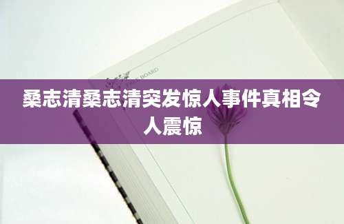 桑志清桑志清突发惊人事件真相令人震惊