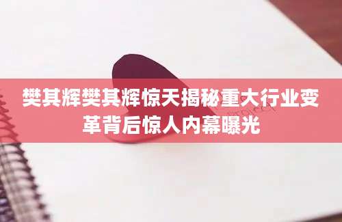 樊其辉樊其辉惊天揭秘重大行业变革背后惊人内幕曝光